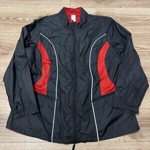 Curves Women’s Black Red Windbreaker Jacket Size 1X 18W-20W (A35)